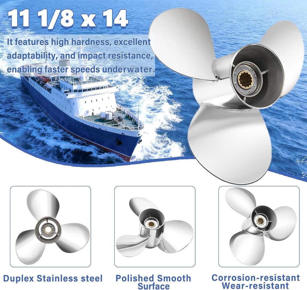 FYMP 13P 14P 12P 11P Boat Propeller for Yamaha 40-60HP 13 Spline RH