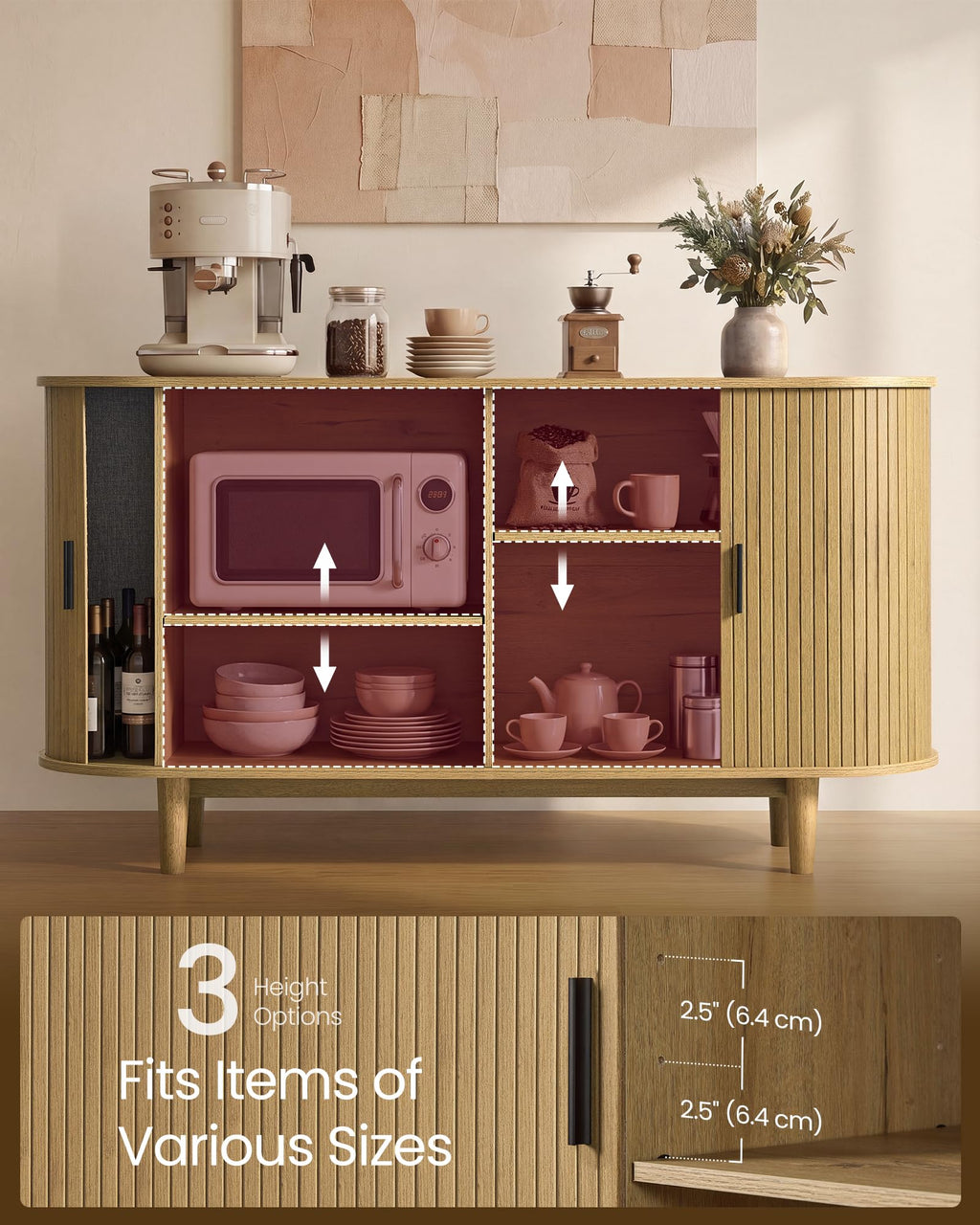 Storage Cabinet, Sideboard with Adjustable Shelves