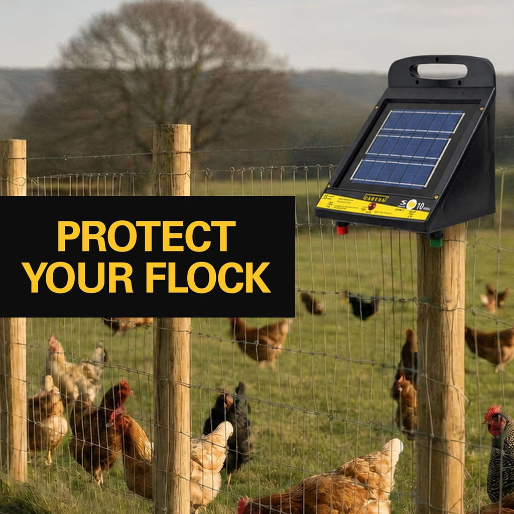 10 Mile Solar Powered Low Impedance Electric Fence Charger | Contain Cattle, Horses, Goats, & Livestock, 0.15 Output