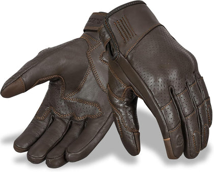 Leather Motorcycle Gloves for Men- 100% Cowhide Leather Biker Gloves, Touchscreen, Breathable, Knuckle Protection