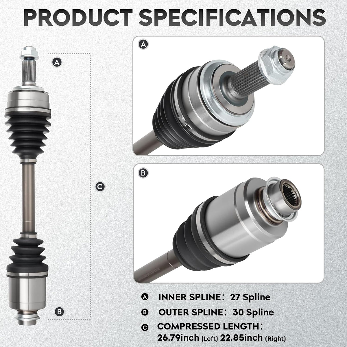 ILONPA NEW Left & Right Front CV Axle Shaft Assembly 2PCs CV Joint