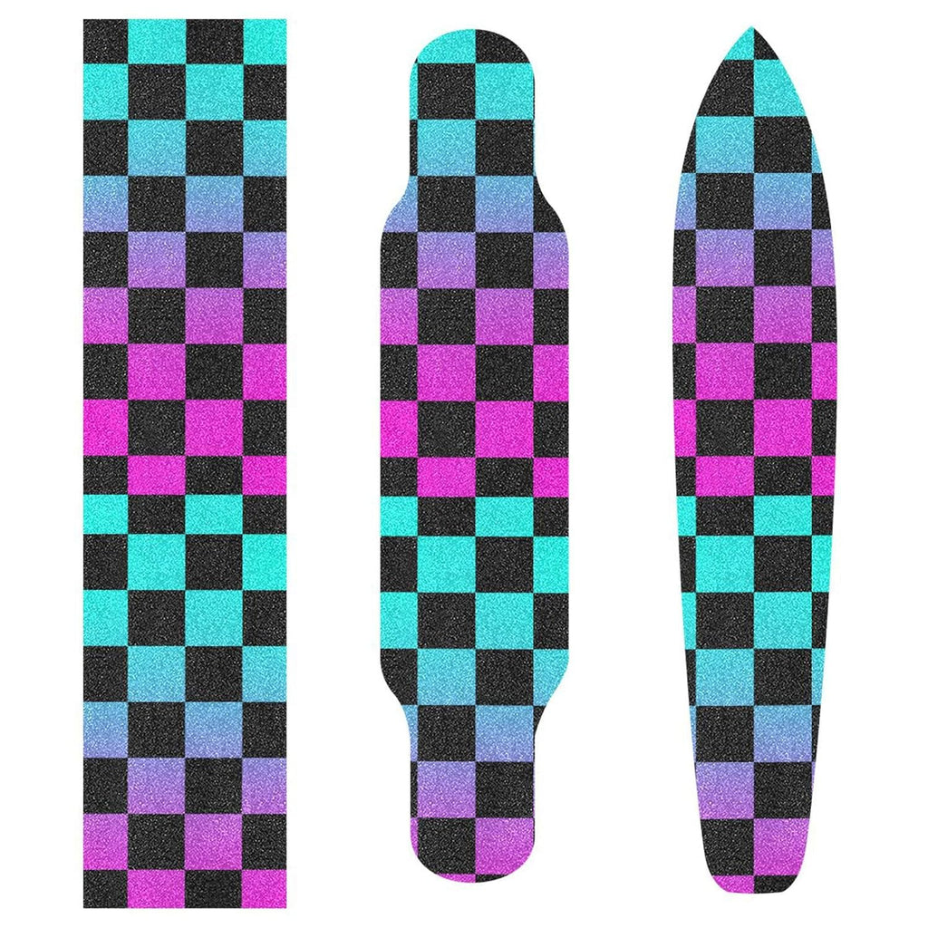 Checkboard Colorful Black Plaid Skateboard Grip Tape Non Slip 33.1"x9.1" Longboard Grip Tapes Scooter Griptape Sheet