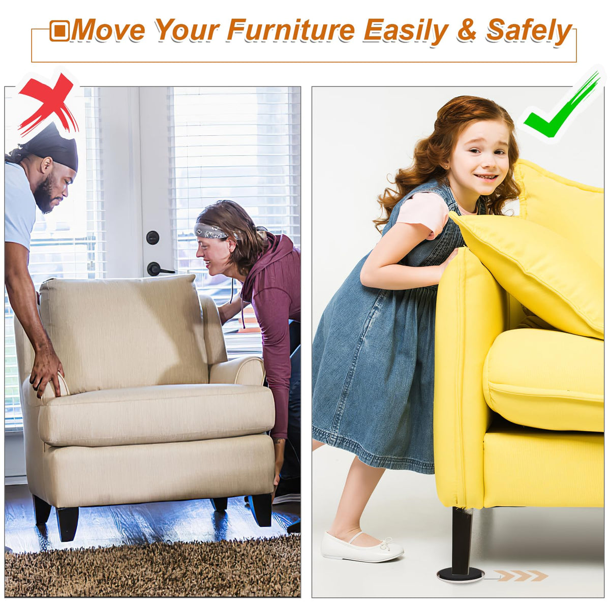 Furniture Sliders for Carpet 16 PCS - 3 1/2"