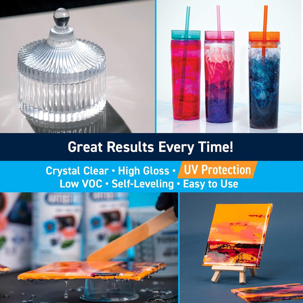 Artist Epoxy Resin - 1 Quart Kit for Resin Art and Crafting | Clear, High-Gloss Epoxy Resin & Hardener Kit; UV