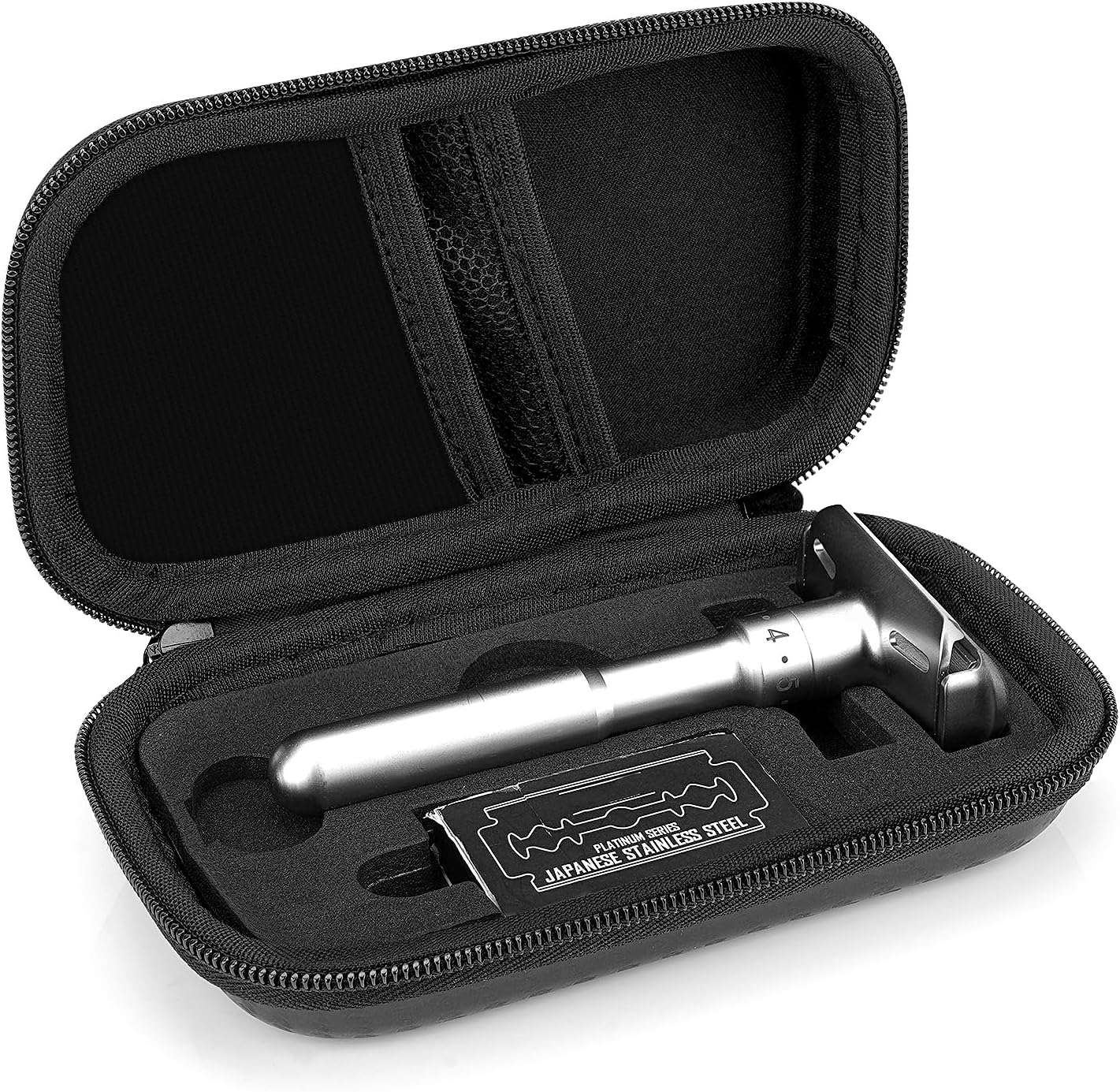 Durable Hard Shell Shaving Travel Case, Storage Box for Short/Long Handled Razor Blades & Accessories, Compatible