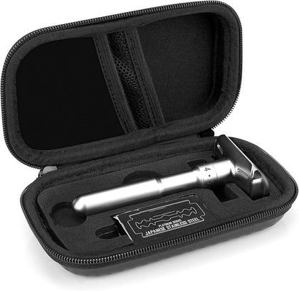 Durable Hard Shell Shaving Travel Case, Storage Box for Short/Long Handled Razor Blades & Accessories, Compatible