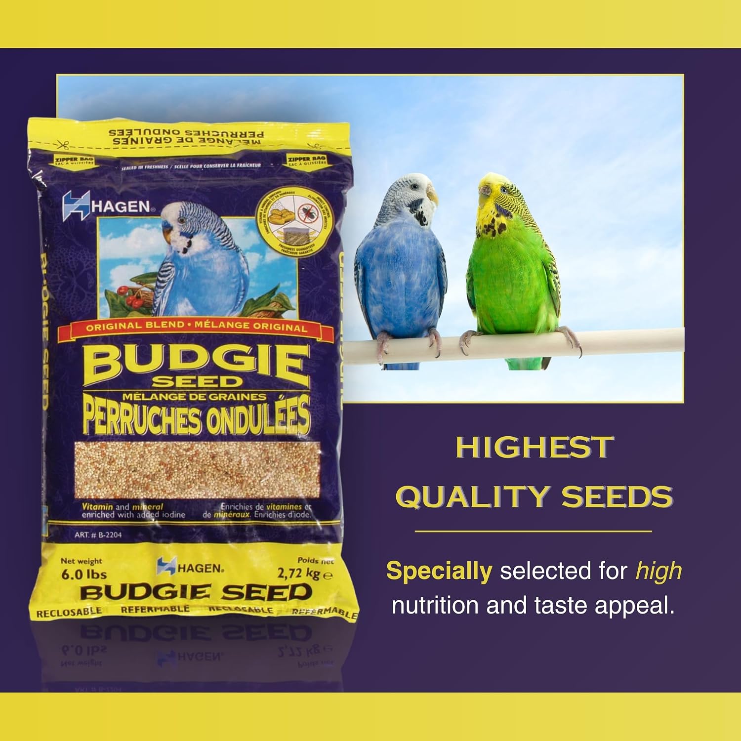 Parakeet/Budgie Staple White Millet Bird Seed - 6 lb Bag | Premium Blend, Nutritionally Balanced, Fortified with
