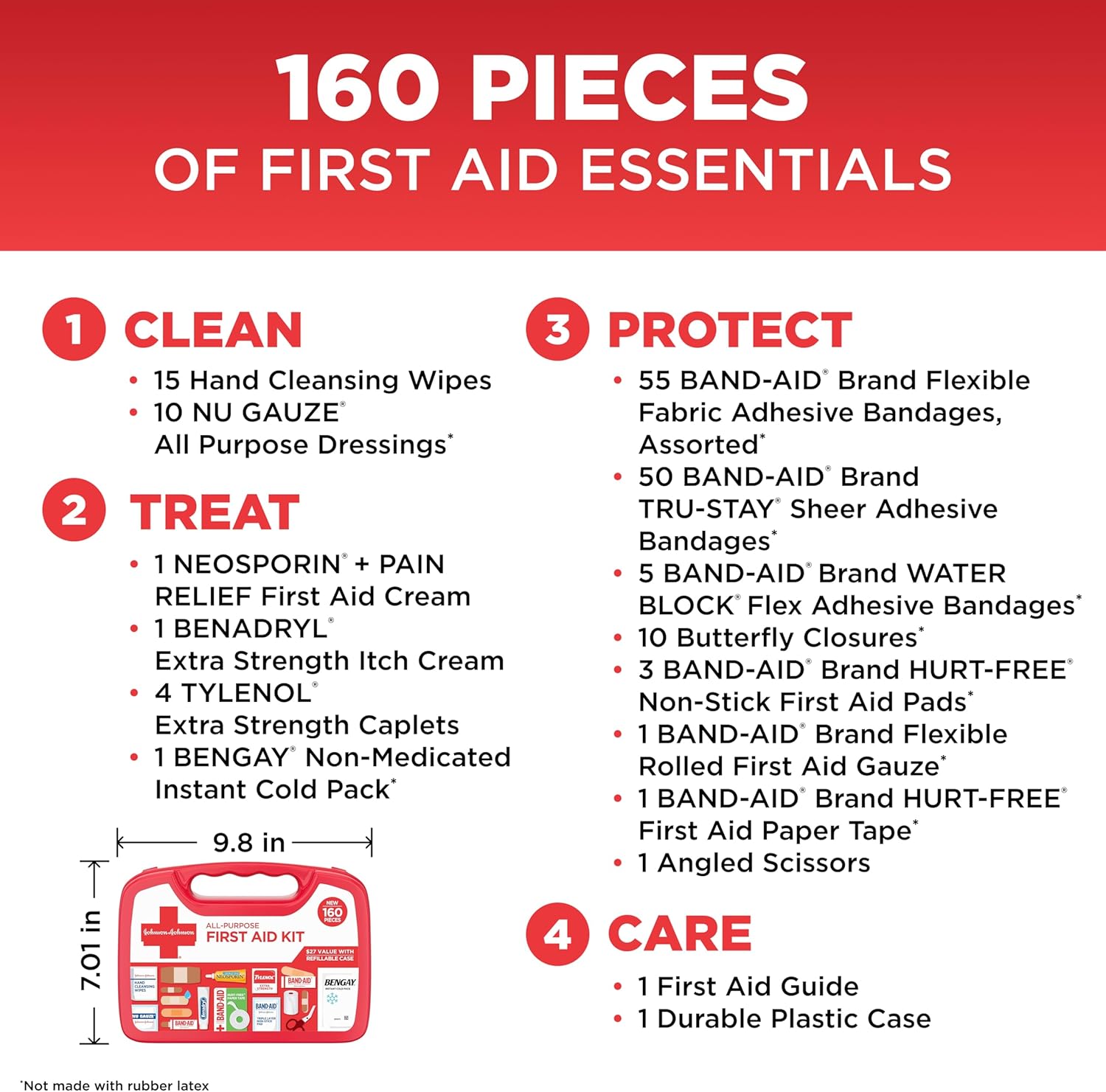 Brand All-Purpose Portable Compact First Aid Kit for Minor Cuts, Scrapes, Burns & Aches, Wound Care Essentials for