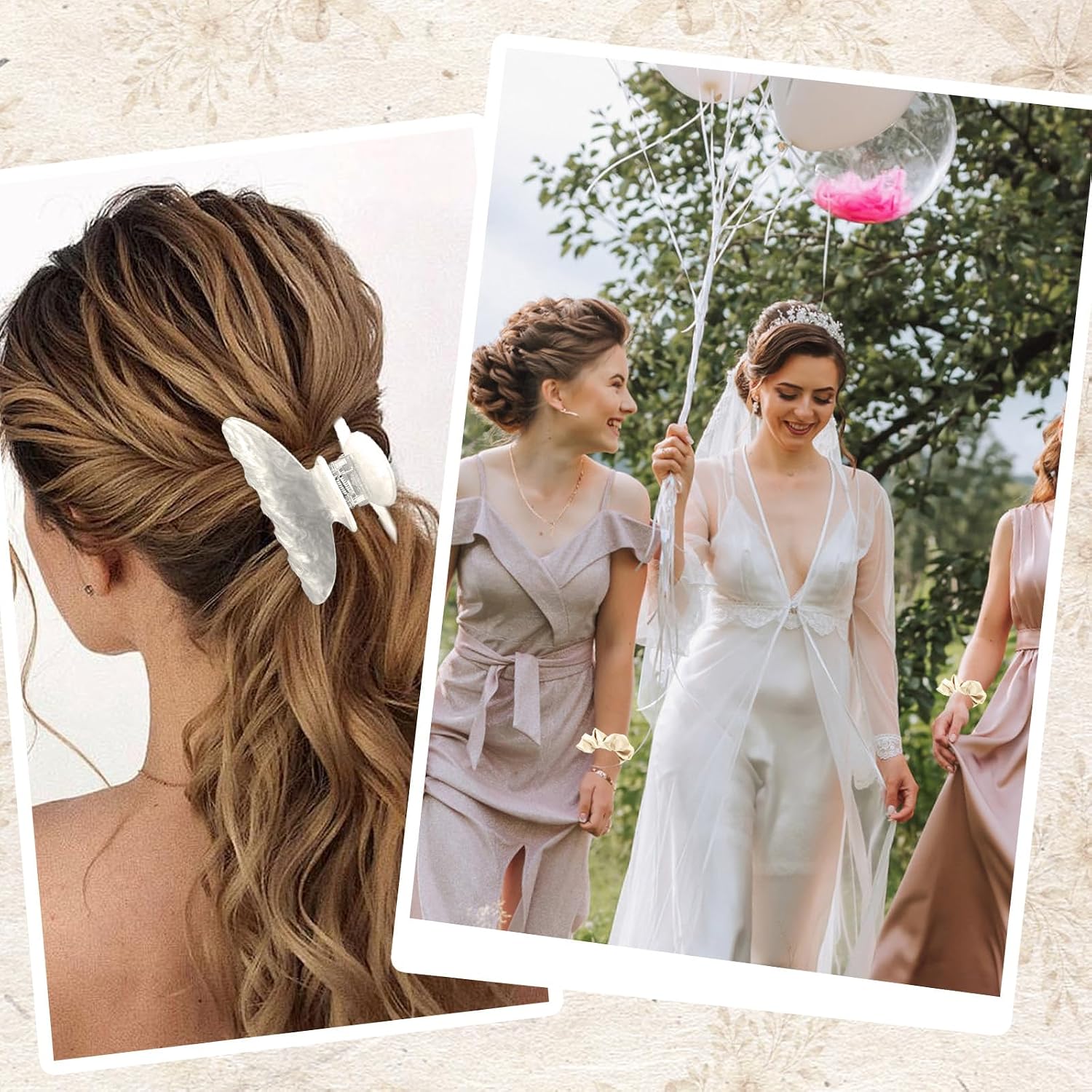4PCS Bridesmaid Proposal Gifts Satin Hair Scrunchies Heart Sunglasses Spa Headband Acrylic Claw Clips Bachelorette