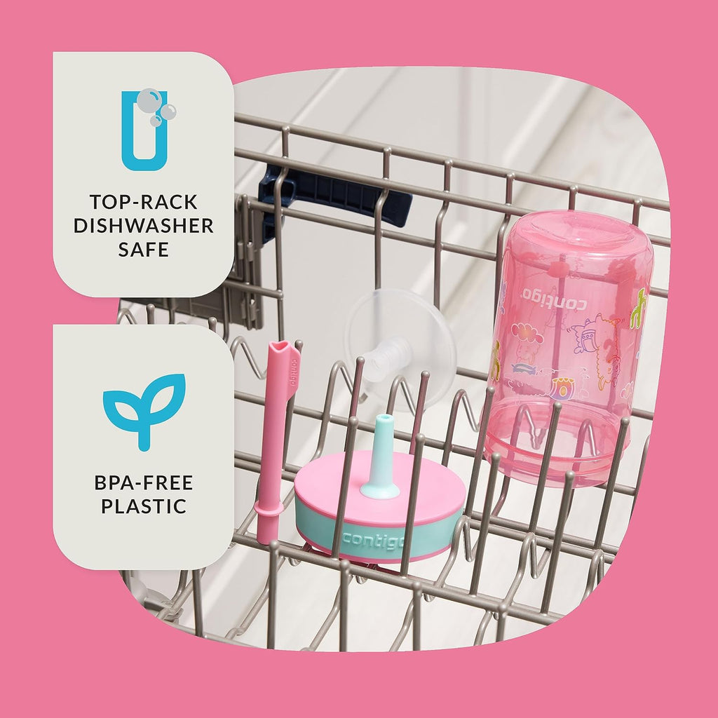 Leighton Kids Water Bottle, 2-Pack, 14oz, Spill-Proof, Blue Raspberry/Azalea & Butterlies/Llamas, Dishwasher Safe
