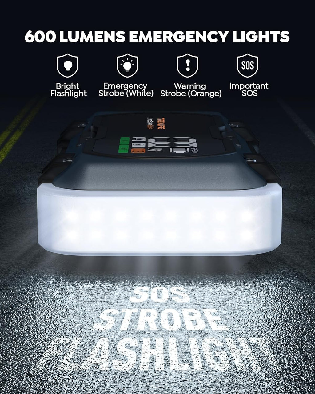 8000A Car Battery Jump Starter, Battery Jumper Starter Portable (All Gas/12L Diesel), 27000mAh 65W Charging Jump Box