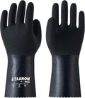 LANON Nitrile Chemical Resistant Gloves, Reusable Heavy-Duty Rubber Gloves with MicroFoam Textured Palm, Acid, Alkali