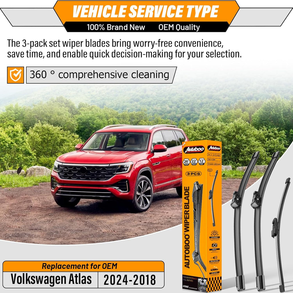 OEM Windshield Wiper Blade Replacement for VW Volkswagen Atlas 2018 2019 2020 20221 2022 2023 2024 Original Equipment