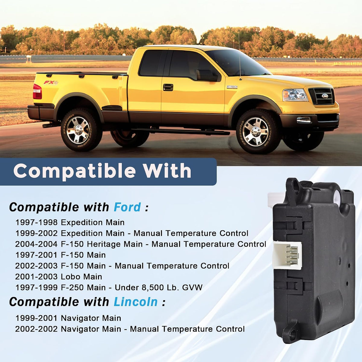 HVAC Blend Door Actuator Fit for 1997-2004 F150 Replaces 604-205