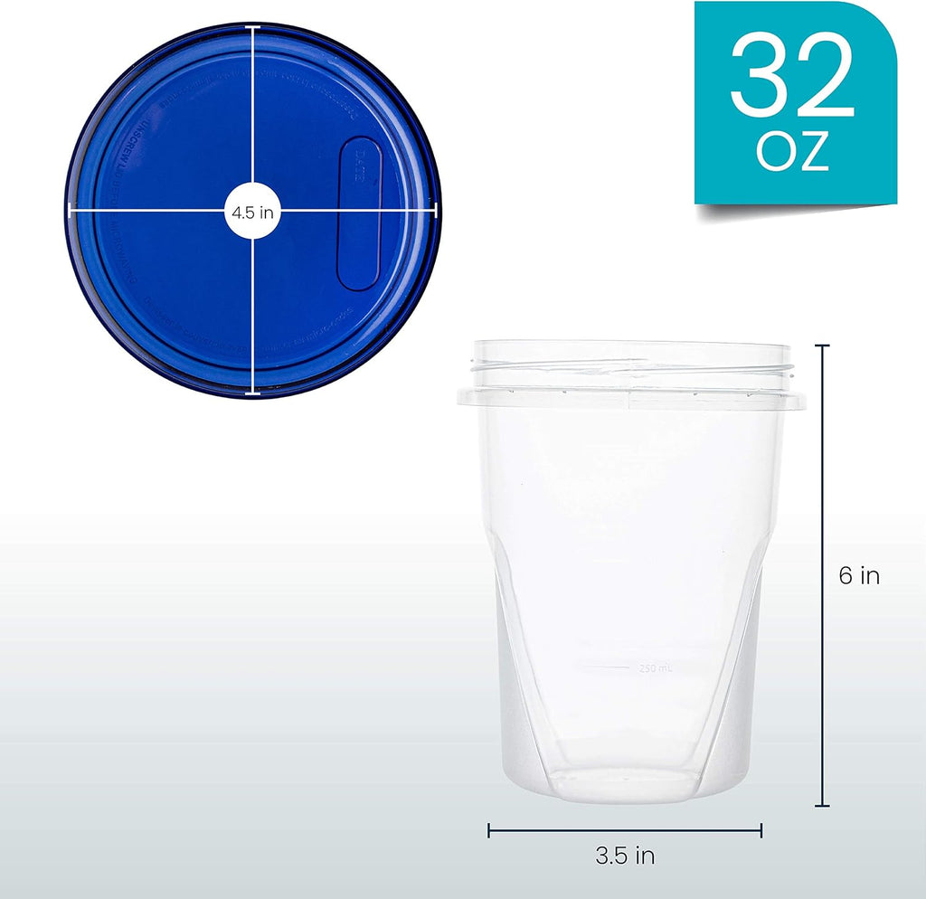 Food Storage Freezer Deli Containers Clear bottom [32 oz 6 Pack]
