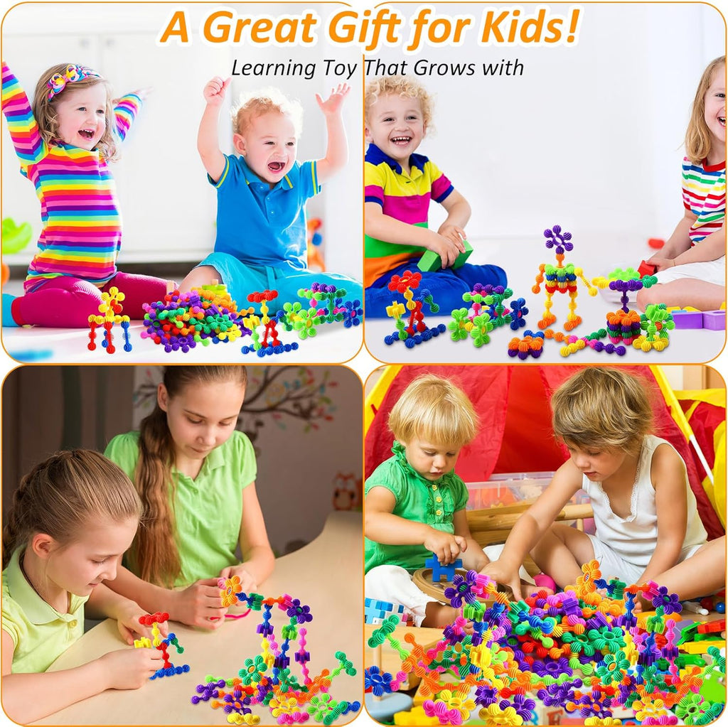 230 Pcs Kids Star Stem Building Toys Building Blocks Plastic Connectors Stem Toys with Storage Box for Kindergarten