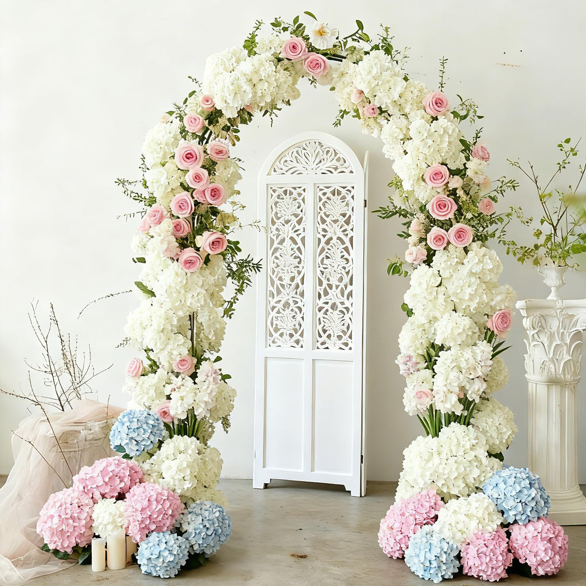 65Pcs White Hydrangea Artificial Flowers Bulk for Home Decor