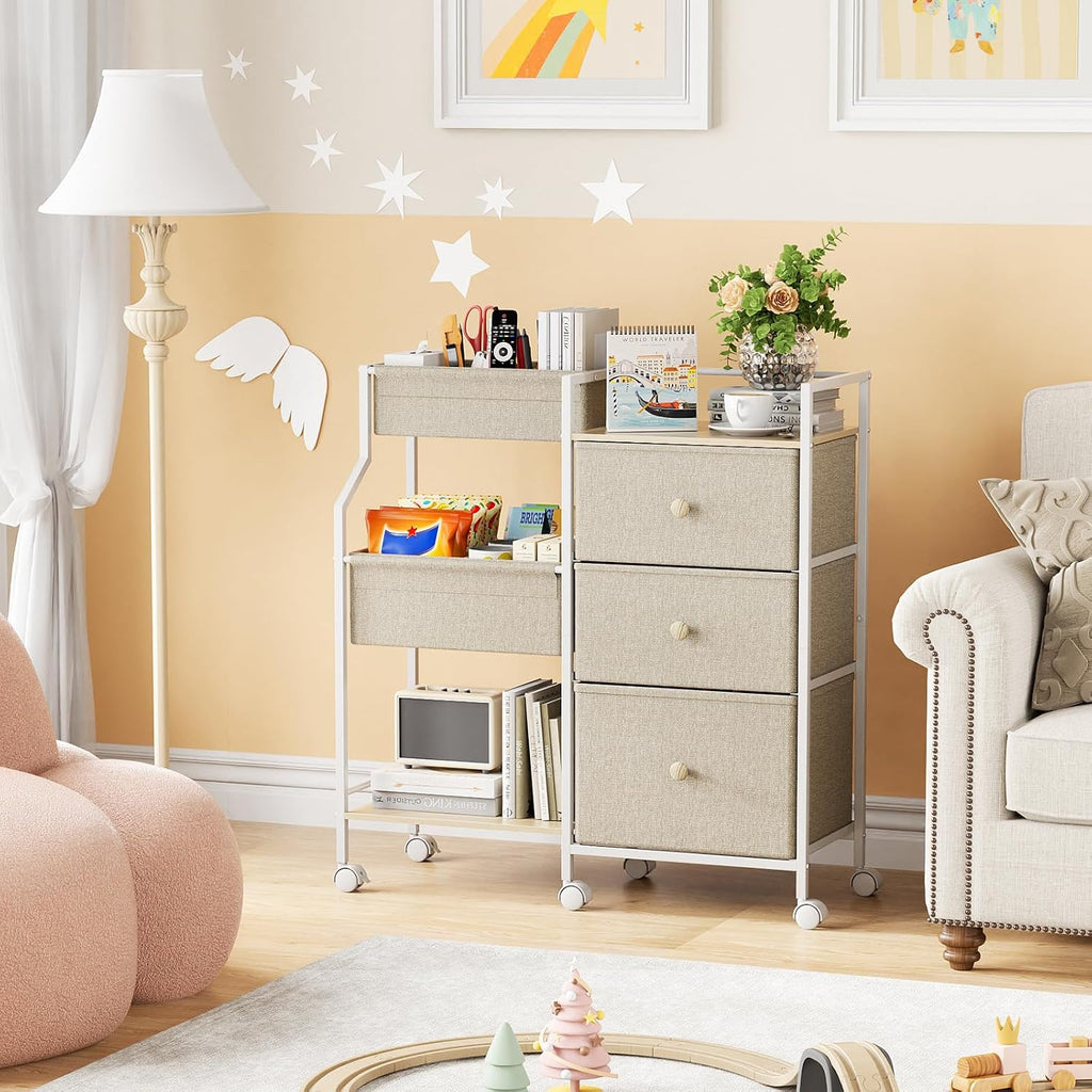 Baby Organizer and Storage - 3 Tier Rolling Cart with Dividers and Drawers, Easy To Assemble, Mobile Utility Cart
