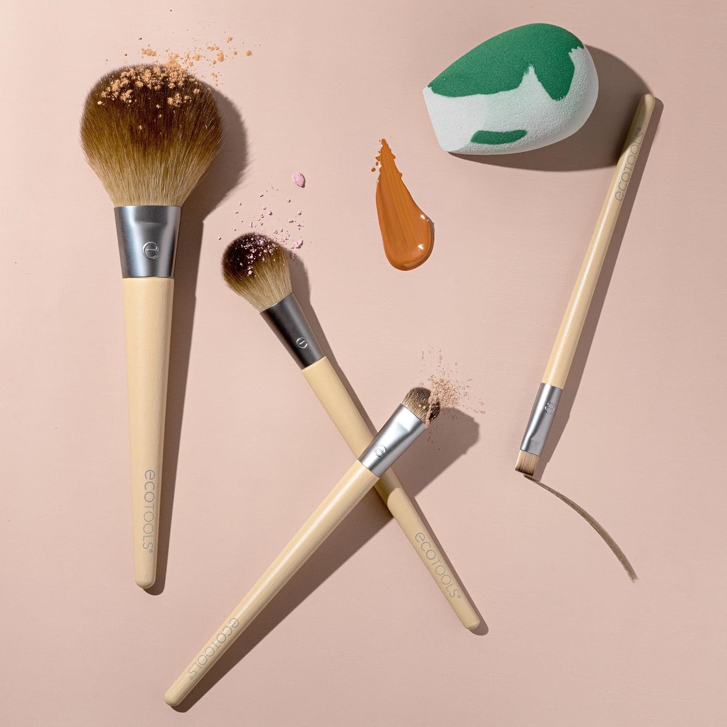 Core Five Makeup Brush and Blending Sponge Kit, 5 Piece Set | Natural makeup made easy with a makeup brush set with