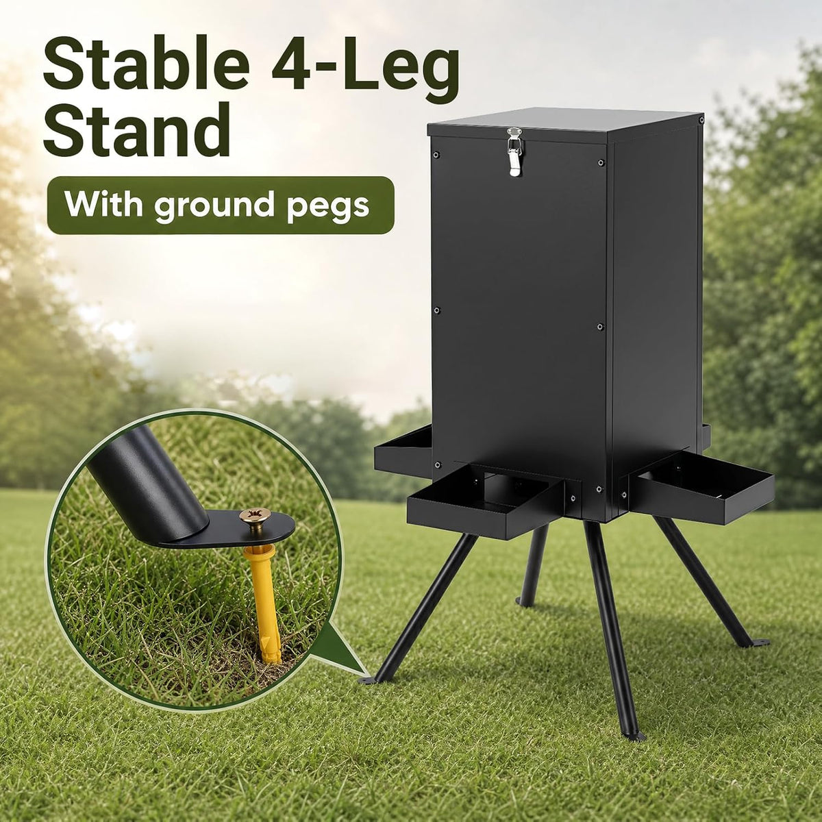 Gravity Metal Deer Feeder with 4 Feeding Trays
