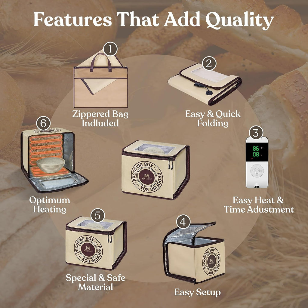 Bread Proofing Box – Bread Proofer, Dough Fermentation Box with Carry Bag, Sourdough Starter Warmer, Foldable &