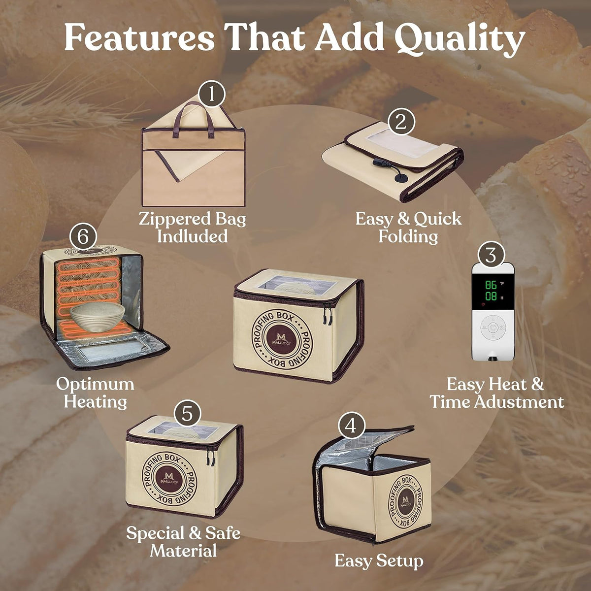 Bread Proofing Box – Bread Proofer, Dough Fermentation Box with Carry Bag, Sourdough Starter Warmer, Foldable &