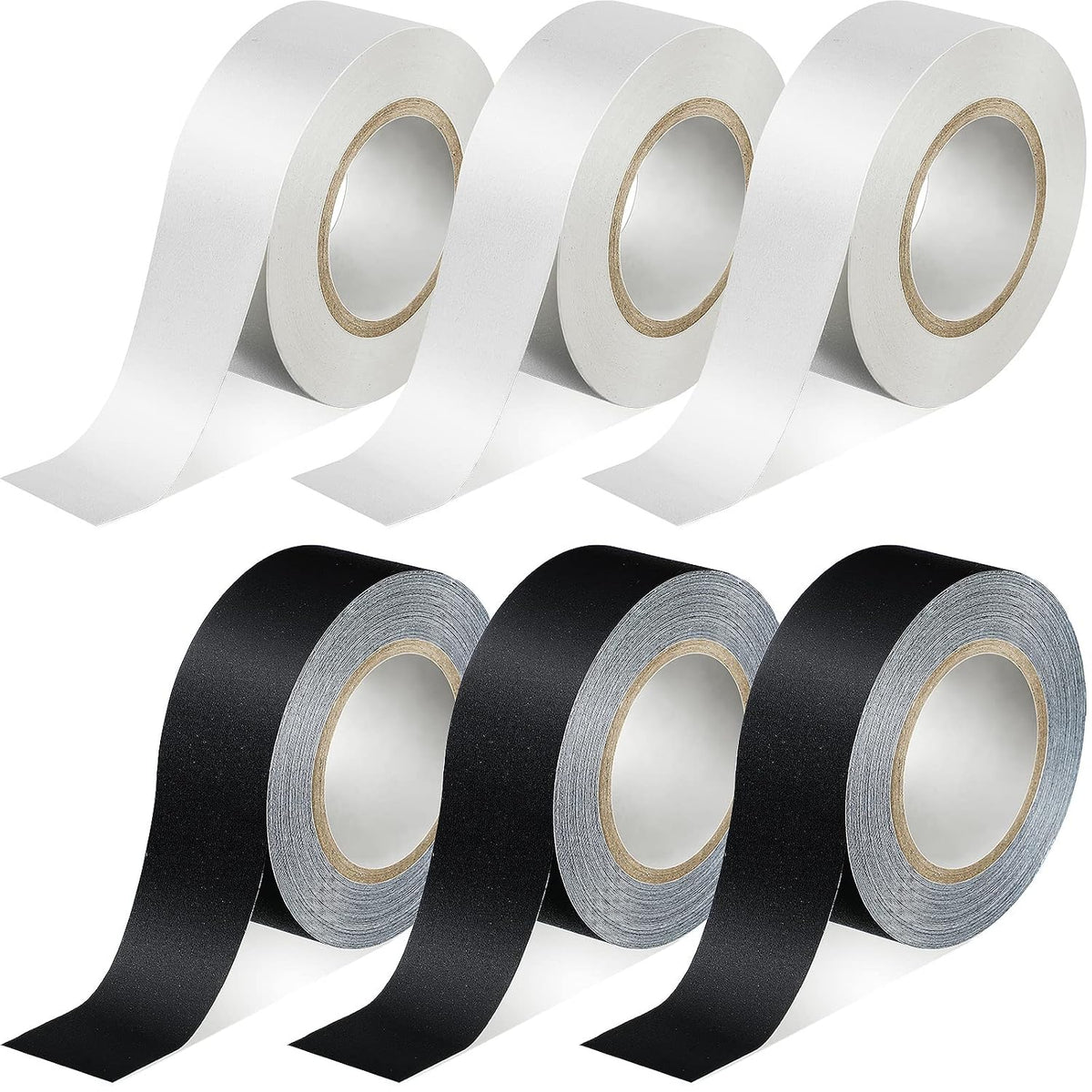 6 Rolls, 1 Inch x 10 Yards Black White Matte Gaffers Tape