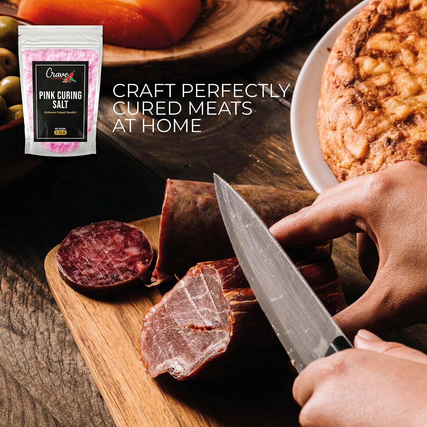 Crave Pink Curing Salt #1 2.5 LB JUMBO XL Bag - Prague Powder, Instacure #1- Made in USA, Premium Cure for Sausage