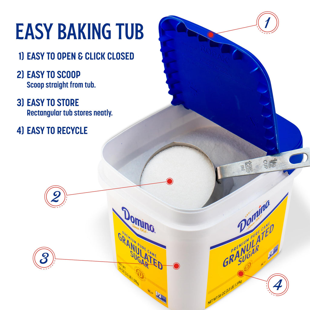 Granulated Sugar 3.5 lb Easy-Baking Tub, Pure Cane Sugar, 2 Pack