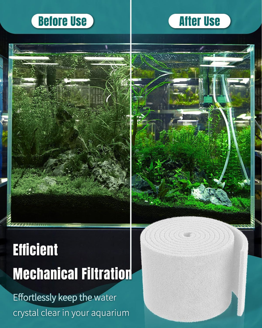 79 x 12 Inch White Cuttable Aquarium Filter Pad, 2 Inch Thick High Density Filter Media Roll for Freshwater Saltwater