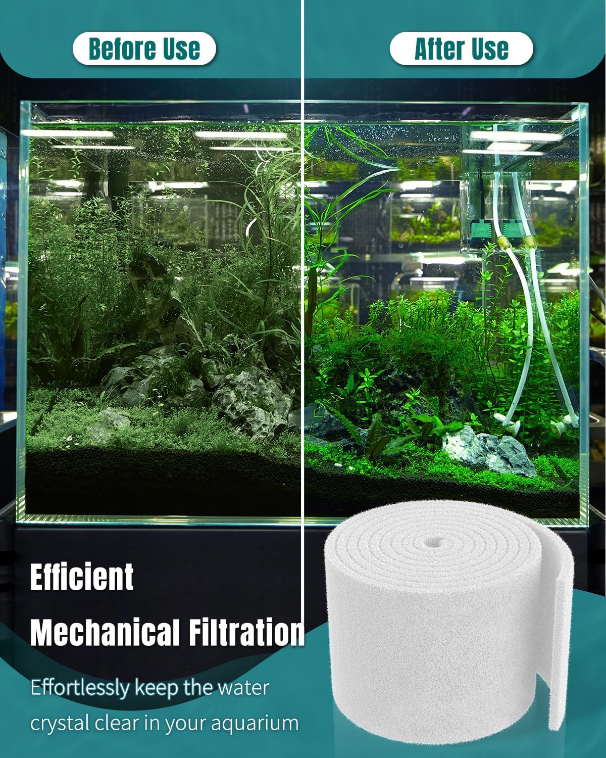 79 x 12 Inch White Cuttable Aquarium Filter Pad, 2 Inch Thick High Density Filter Media Roll for Freshwater Saltwater