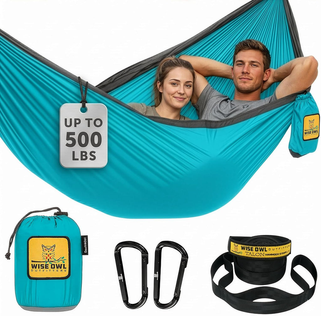 Camping Hammock – up to 500lbs Portable Hammock with Tree Straps - Travel, Backpacking, Hiking, Outdoors Camping Gear