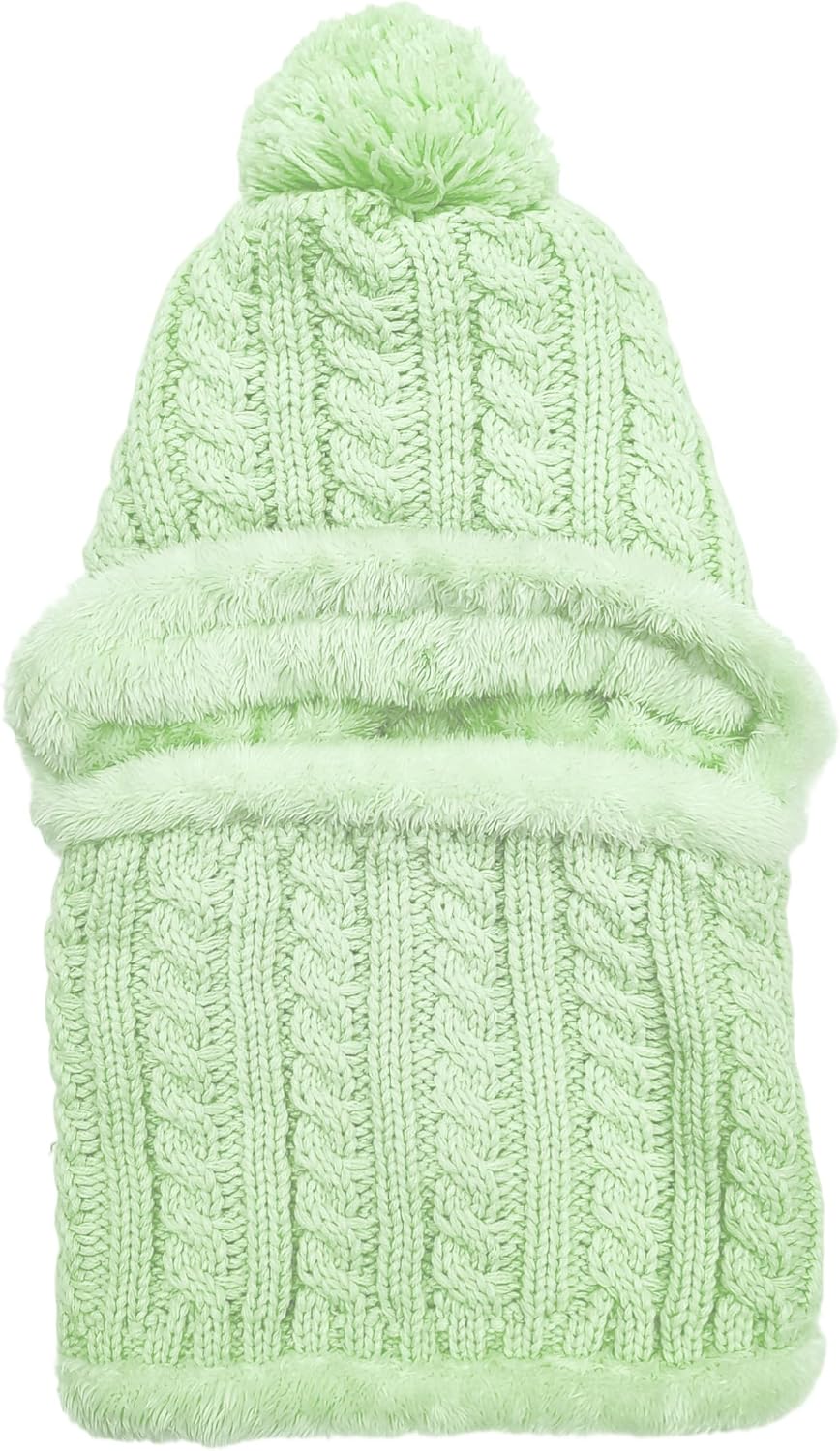 Women Winter Knit Beanie Hats One Piece Fleece Lined Balaclavas | Lady winter Earmuff Hooded Ski Snow Hat Pom Pom