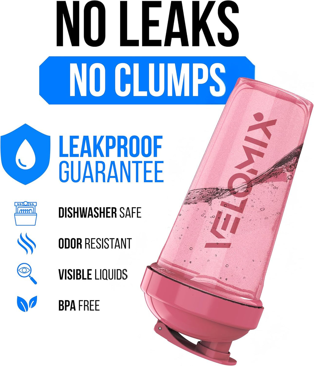 2 Pack 28oz Protein Shaker Bottle for Protein Mixes, Pink/Turquoise | 2x Wire Whisk, Leak Proof Shaker Cups for