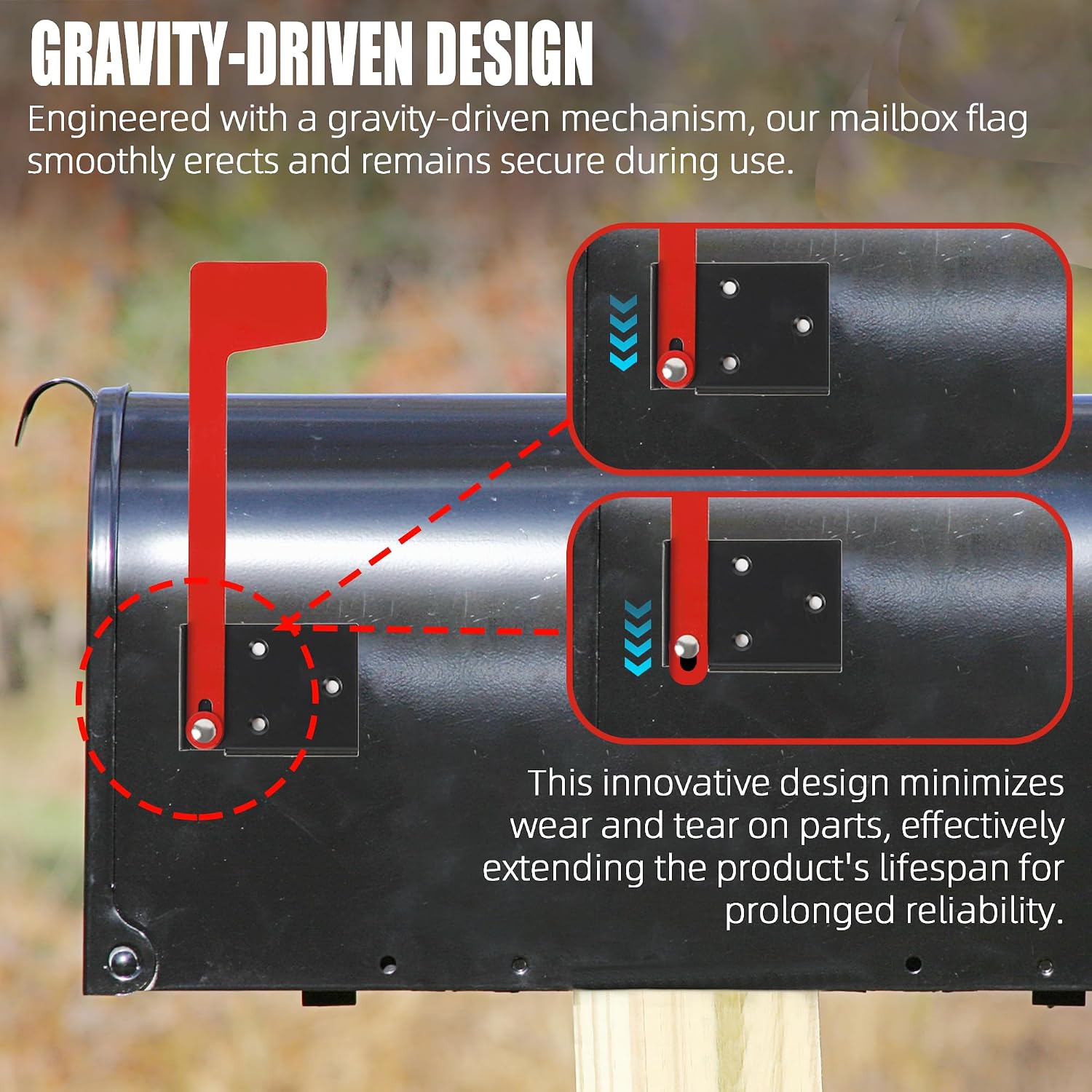 Mailbox Flag Replacement Kit for Wall-Mount and Post-Mount Mailbox | Red Metal Mailbox Flag with 4 Self-Tapping