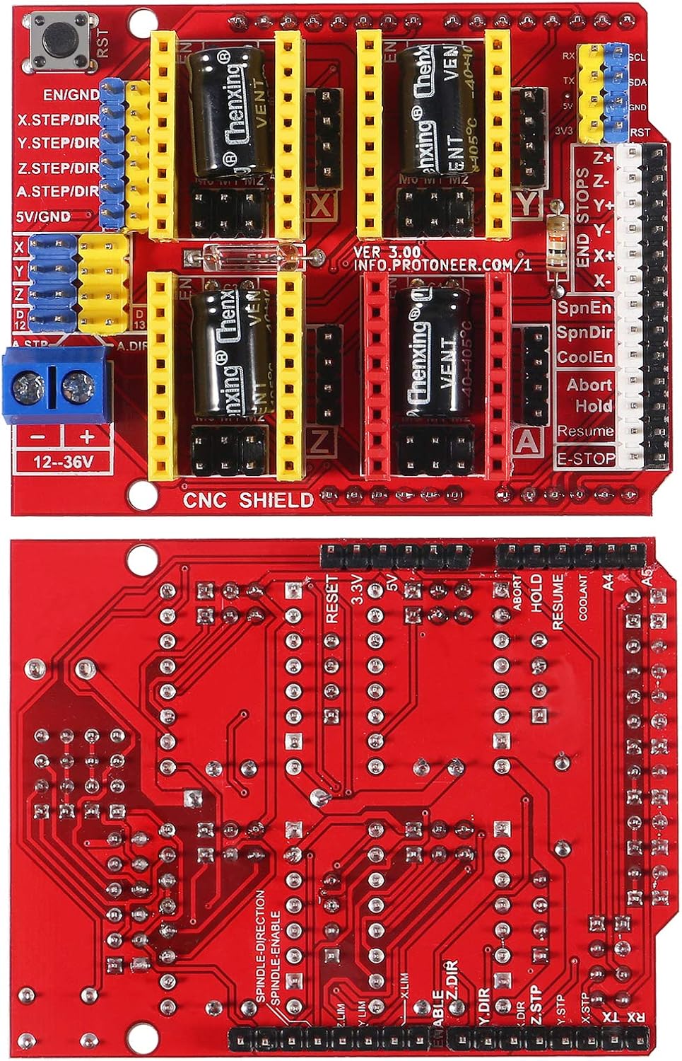 ACEIRMC 3D Printer CNC Shield V3 Engraver Expansion Board with 4X A4988 Driver Module and 4 x Radiator (Kits)