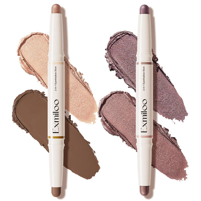 2PCS Dual-Ended Cream Eyeshadow Stick Set - 4 Mauve Taupe Shades