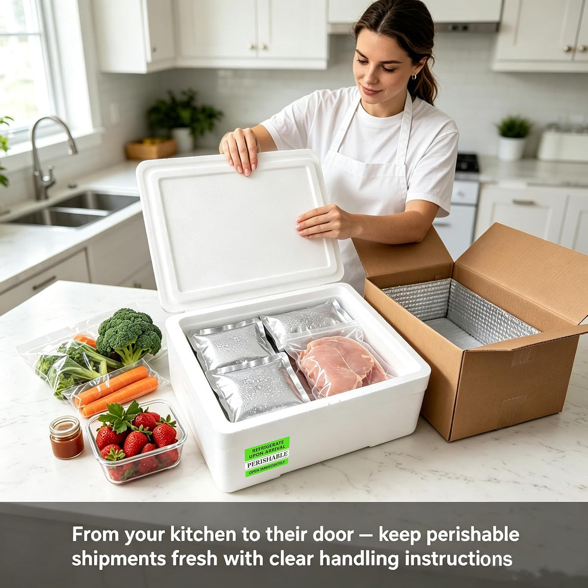 Perishable Labels 3"x2", Refrigerate Upon Arrival Shipping Stickers