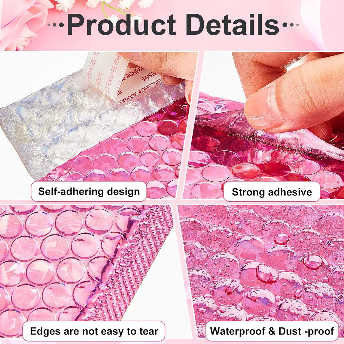 60 Pcs 6 x 9.5 Inch Holographic Bubble Mailers, Usable Size 5" x 8"