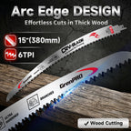 GRENPRO 4-Pack Arc Edge Reciprocating Saw Blades, 15-Inch 6TPI for Pruning