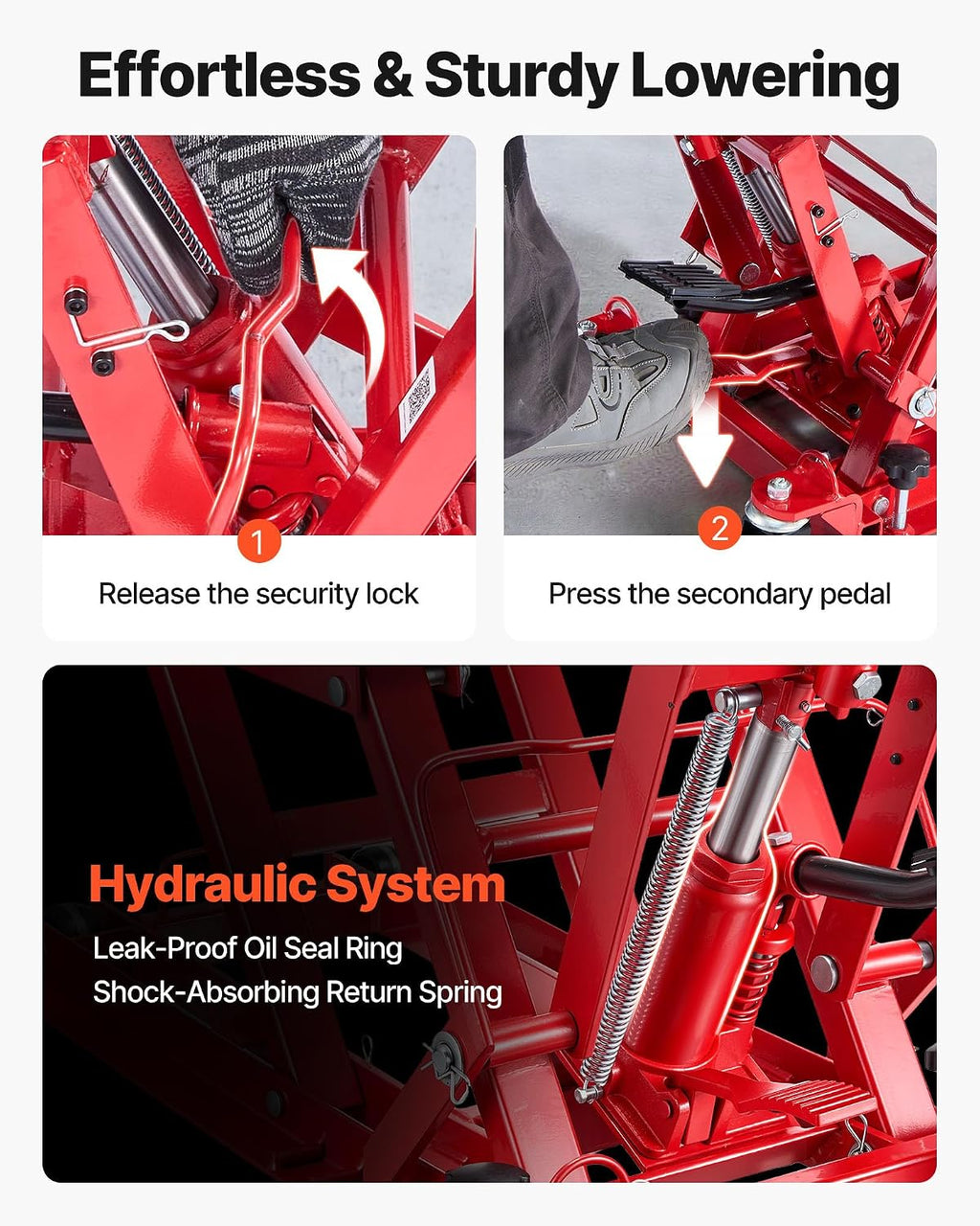 Hydraulic Motorcycle Lift Jack, 1500 lbs Capacity, ATV Lift Jack Portable Motorcycle Hoist Stand with 4 Wheels