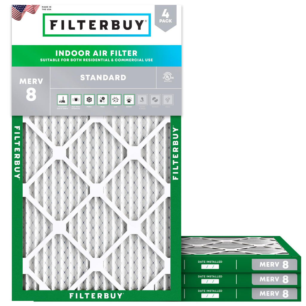 8x16x1 Air Filter MERV 8 Dust & Allergy Defense (4-Pack)