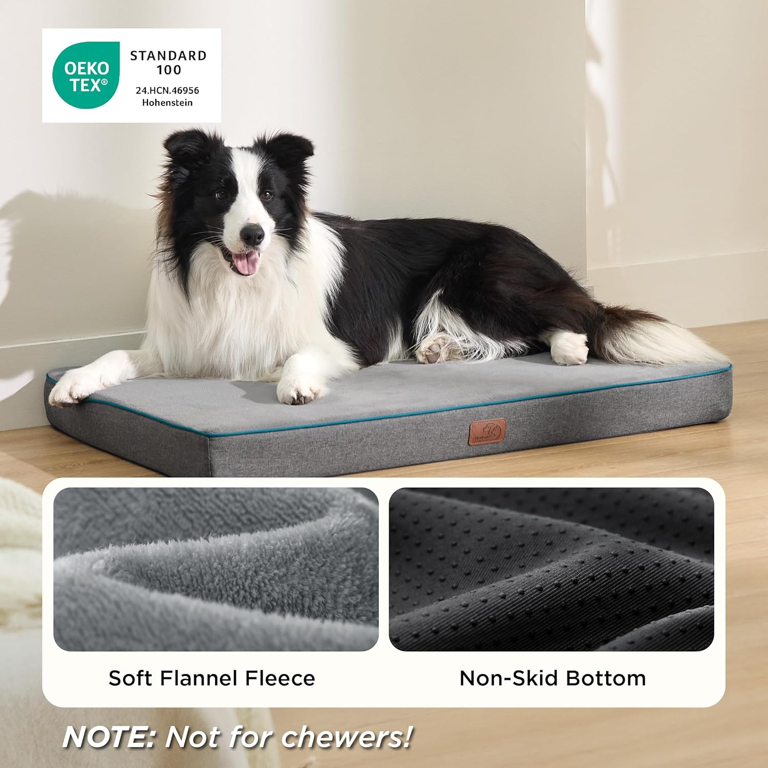 Memory Foam Dog Beds Large Sized Dog - Orthopedic Pet Beds for Crate with Removable Washable Cover and Nonskid