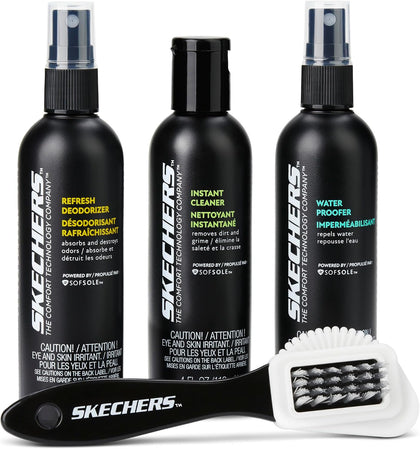 x Skechers Shoe Care Kit – All-in-One Shoe Cleaning Kit with Sneaker Cleaner, Shoe Deodorizer, Waterproof Spray &