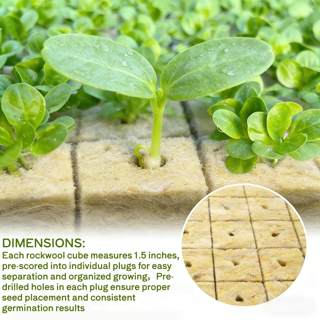 1.5 in Rockwool Cubes for Hydroponics Seed Starter(2 pcs, 98 Plugs)