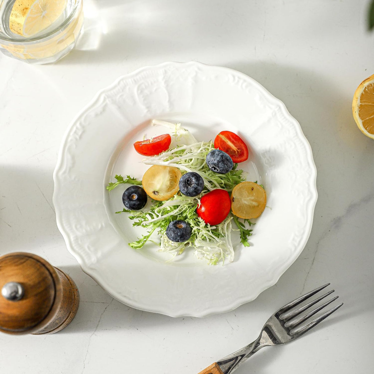 8 Pack Ceramic Appetizer & Dessert Plates, 7.5 In White Salad Plate