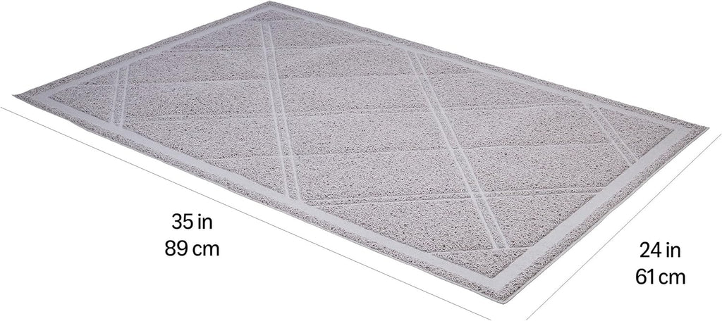 Less-Mess Litter Trapping Cat Litter Box Mat, Soft on Kitty Paws, Waterproof, Scatter Control, 24" x 35", Grey