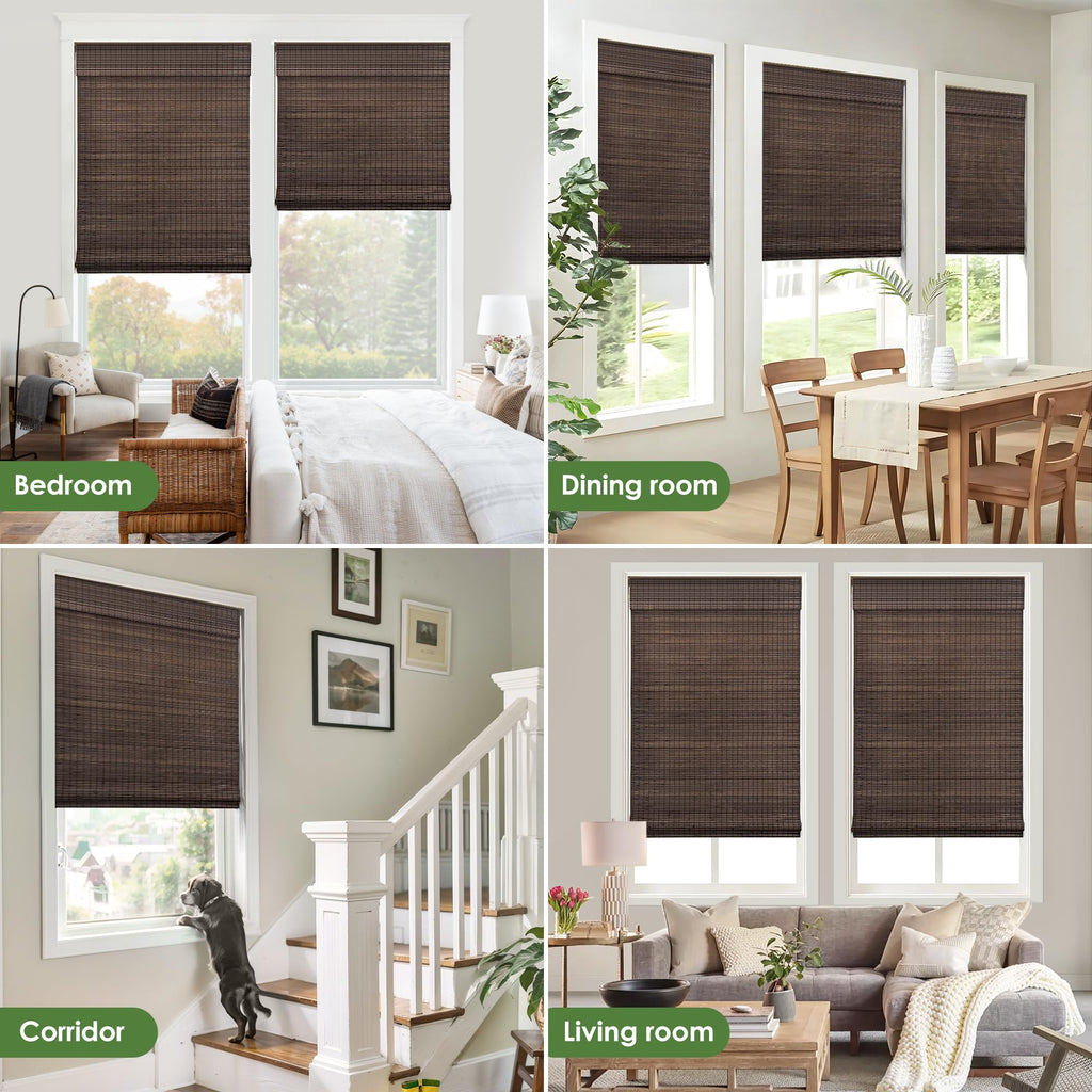 Cordless Bamboo Roman Shades, 31.5x64, BDP-Espresso