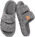 Womens Fuzzy Open-toe Slippers Memory Foam Indoor House Shoes | machine-washable,gifts,memory foam,anti-slip