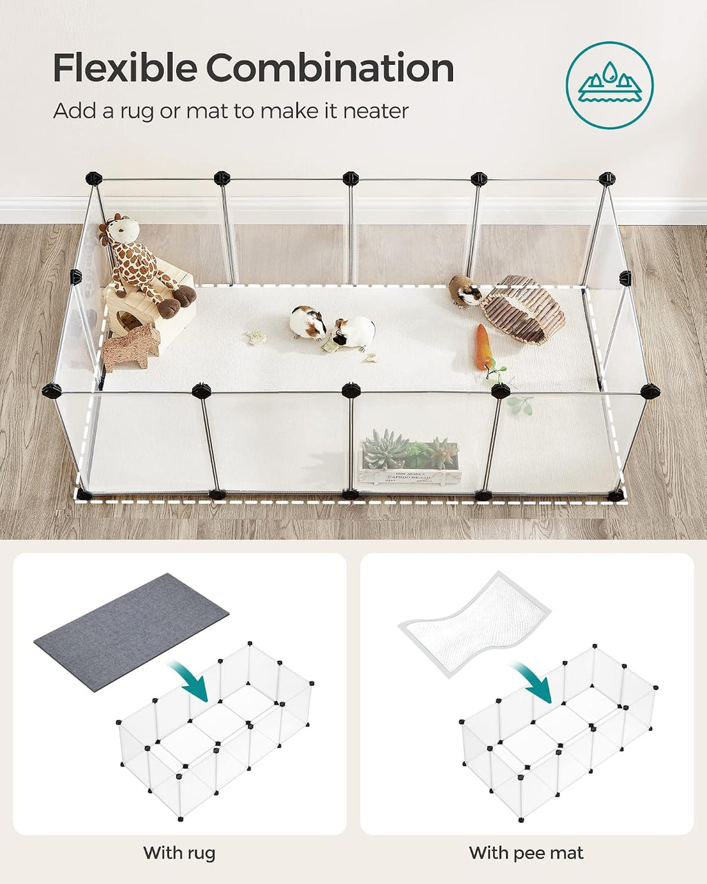 Pet Playpen with Floor, Small Animal Playpen
